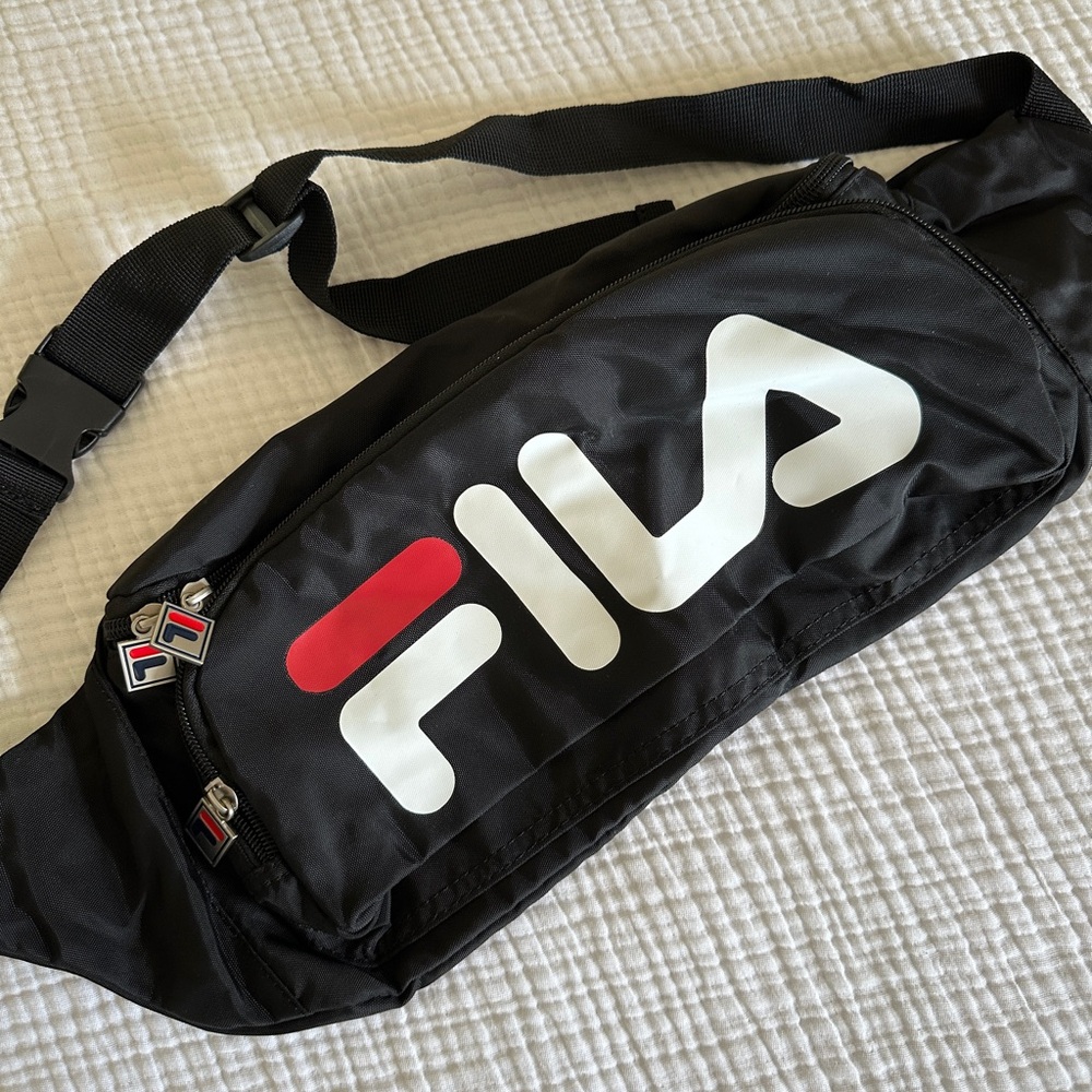 Fila Black Waist Pack with White and Red Logo